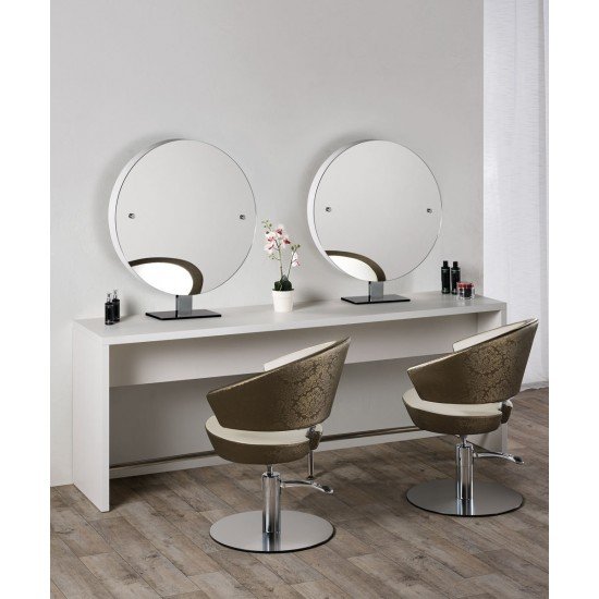 Salon station mirror double Salon Ambience Brooklyn round