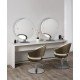 Kirpyklos veidrodis Salon Ambience Brooklyn dviejų darbo vietų apvalus Kirpyklos veidrodis Salon Ambience Brooklyn dviejų darbo vietų apvalus