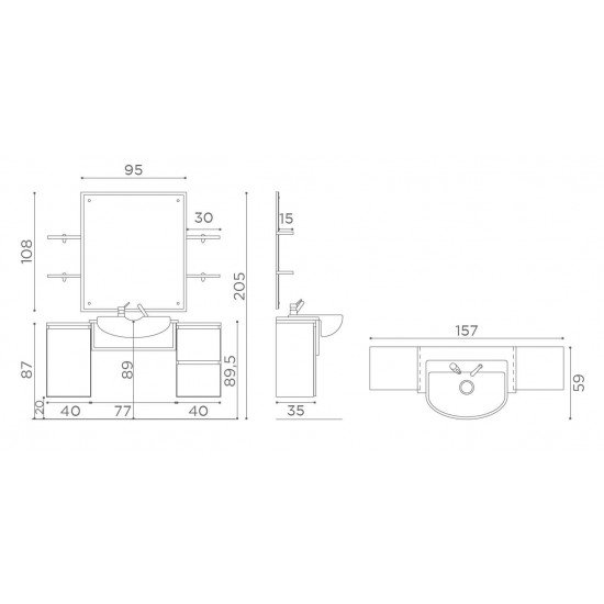 Barber konsolė Salon Ambience Monza Barber konsolė Salon Ambience Monza
