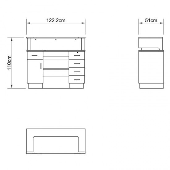 Registratūros stalas DIR Langara su LED apšvietimu