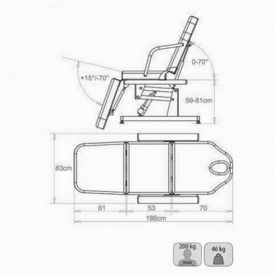 Kosmetologinė lova Sibel Sylvie