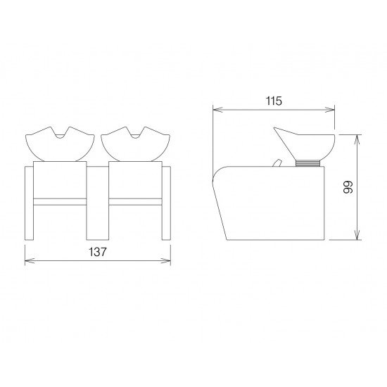 Двойная мойка для парикмахерской Vezzosi Eddie