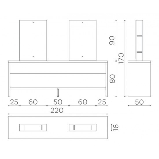 Kirpyklos veidrodis Salon Ambience Brooklyn dvipusis 4 darbo vietų Kirpyklos veidrodis Salon Ambience Brooklyn dvipusis 4 darbo vietų