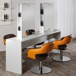 Kirpyklos veidrodis Salon Ambience Brooklyn - dvipusis 4 darbo vietų