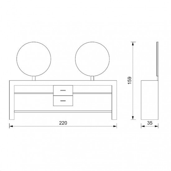 Salon station mirror double Vezzosi Polaris Wall