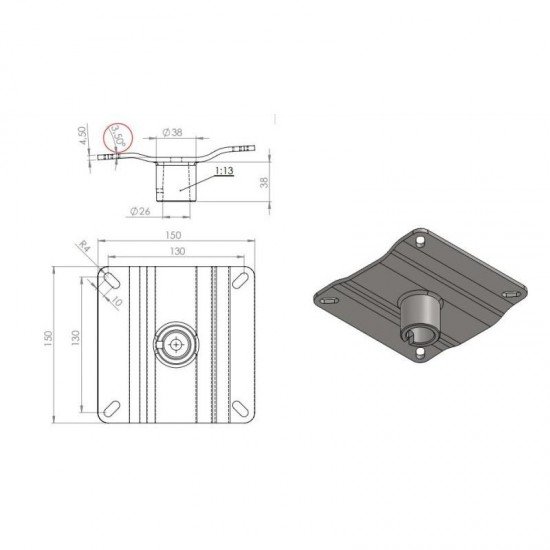 Atraminė plokštė kirpyklos kėdei PL-002